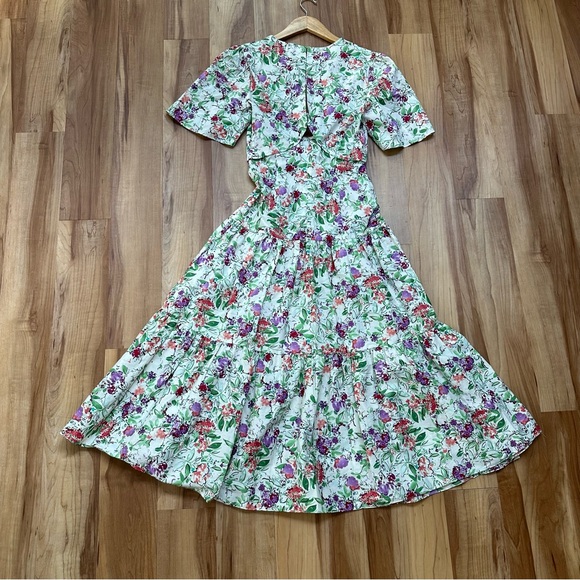 Zara Printed Cutout Midi Floral Dress size XS - Picture 6 of 14